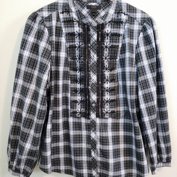 NWOT J crew embellished front forest tartan M - Picture 3 of 6